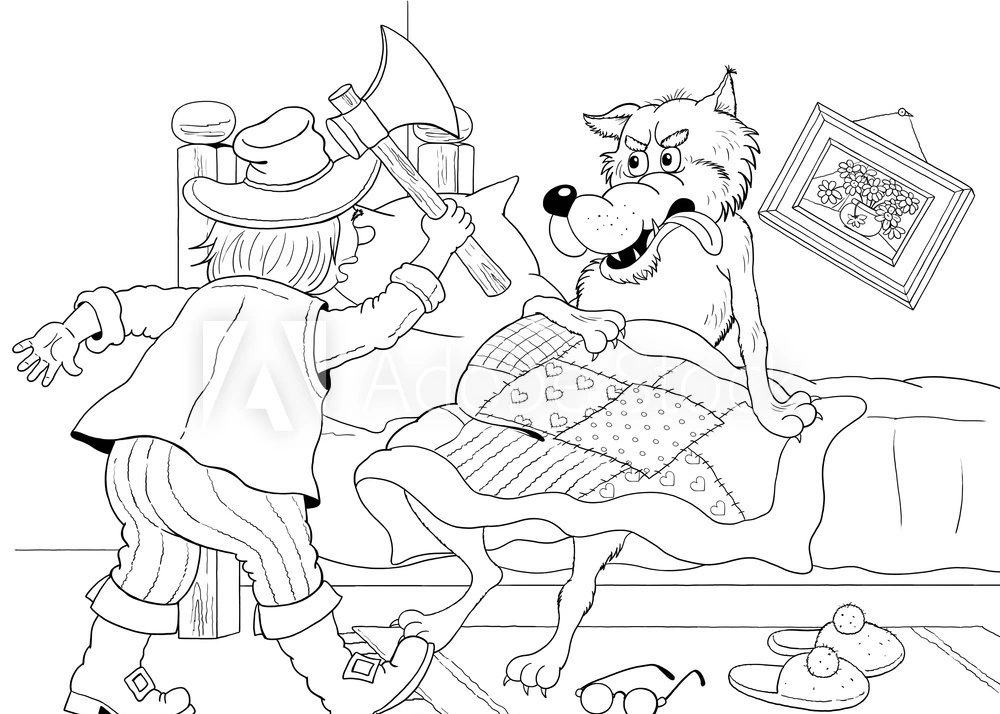 Coloring book ranger and wolf